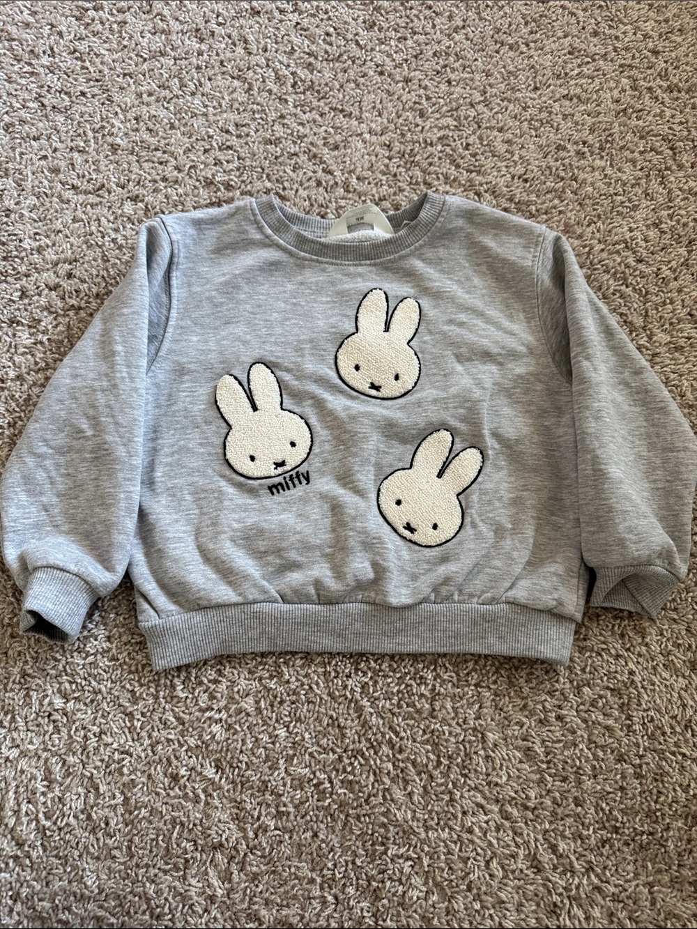 H&M Gray Sweatshirt with White Miffy Bunny Appliqués